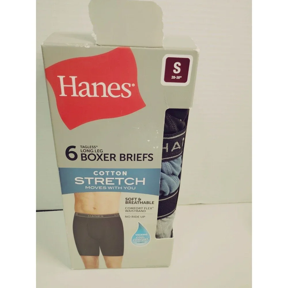 Hanes Comfort Flex Tagless Stretch Breathable Boxer Briefs 6-boxers Solid S